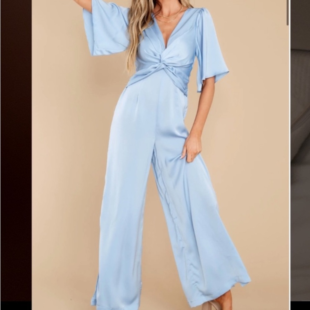 Satin Blue Jumpsuit Size M